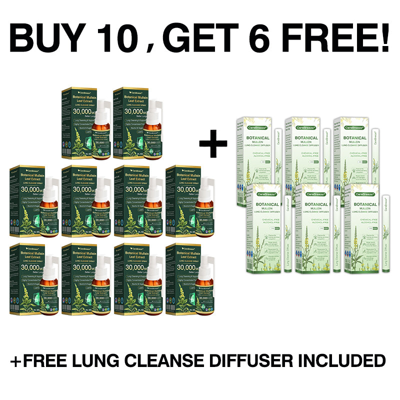 ⚡⚡✅US Official Store:CareBreeze® Botanical Mullein Leaf Extract Lung Cleanse Spray(👨⚕️Directly acts on COPD, asthma, chronic bronchitis (CB), respiratory infections, lung cancer, sinusitis, and other conditions)