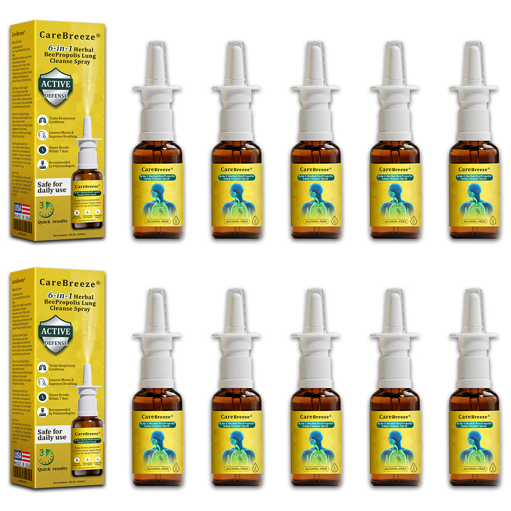 ⚡✅US Official Store:CareBreeze® 6-in-1 Herbal BeePropolis Lung Cleanse Spray🐝(👨⚕️Directly acts on COPD, asthma, chronic bronchitis (CB), respiratory infections, lung cancer, sinusitis, and other conditions)