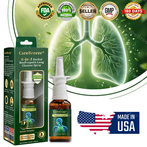 💚US Official Store:CareBreeze® 6-in-1 Herbal BeePropolis Lung Cleanse Spray🐝（👨‍⚕️Directly acts on COPD, asthma, chronic bronchitis (CB), respiratory infections, lung cancer, sinusitis, and other conditions）