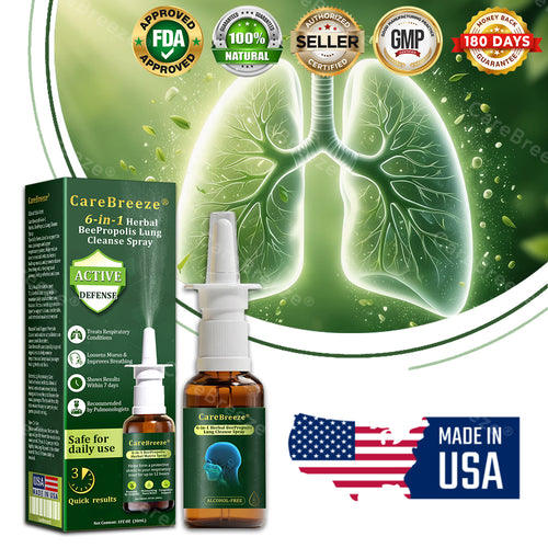 🍃✅US Official Store:CareBreeze® 6-in-1 Herbal BeePropolis Lung Cleanse Spray（👨‍⚕️Directly acts on COPD, asthma, chronic bronchitis (CB), respiratory infections, lung cancer, sinusitis, and other conditions）