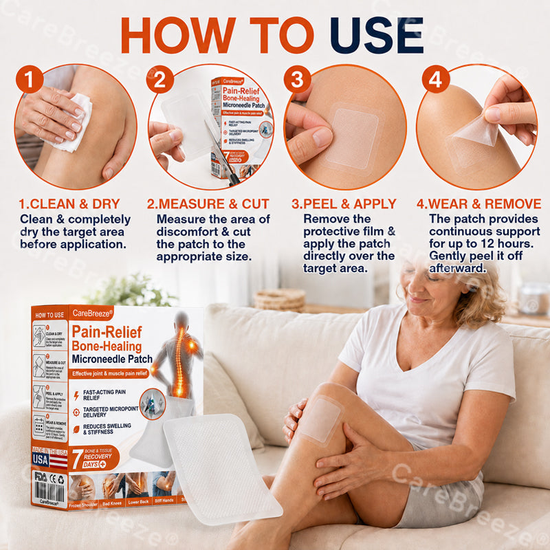🦵✅🇺🇸 CareBreeze® Pain-Relief Bone-Healing Microneedle Patch(🧑‍⚕️Reducing joint swelling, pain, stiffness, redness, warmth, soreness, and joint fatigue)