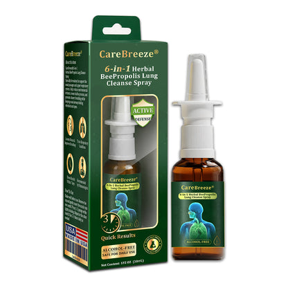 💚US Official Store:CareBreeze® 6-in-1 Herbal BeePropolis Lung Cleanse Spray🐝（👨‍⚕️Directly acts on COPD, asthma, chronic bronchitis (CB), respiratory infections, lung cancer, sinusitis, and other conditions）