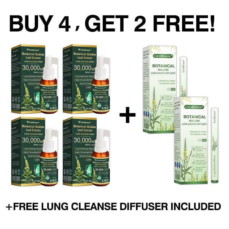 ⚡⚡✅US Official Store:CareBreeze® Botanical Mullein Leaf Extract Lung Cleanse Spray（👨‍⚕️Directly acts on COPD, asthma, chronic bronchitis (CB), respiratory infections, lung cancer, sinusitis, and other conditions）