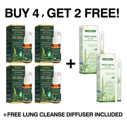 ⚡⚡✅US Official Store:CareBreeze® Botanical Mullein Leaf Extract Lung Cleanse Spray（👨‍⚕️Directly acts on COPD, asthma, chronic bronchitis (CB), respiratory infections, lung cancer, sinusitis, and other conditions）