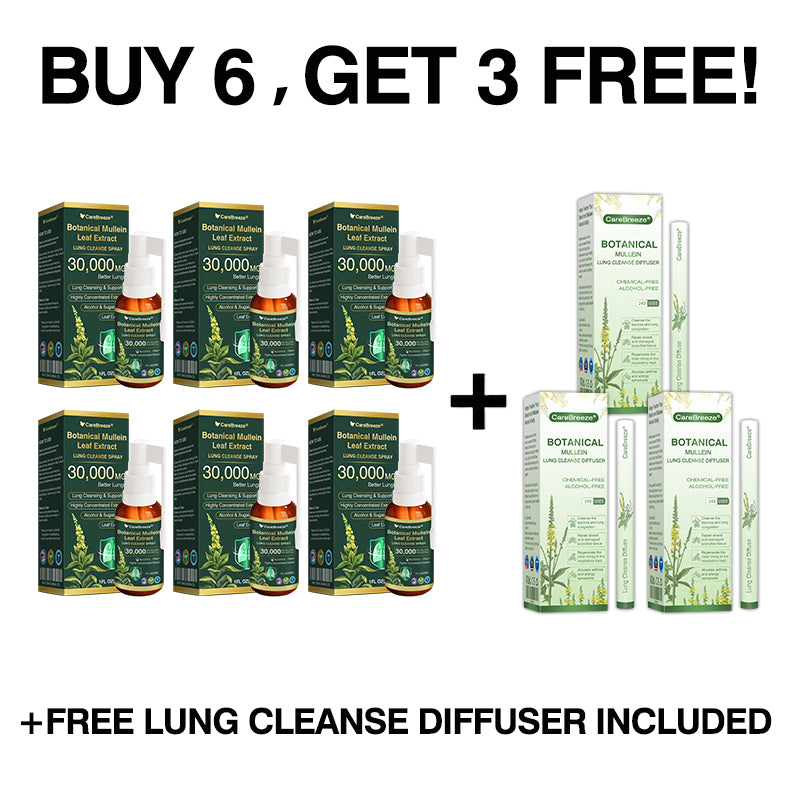 ⚡⚡✅US Official Store:CareBreeze® Botanical Mullein Leaf Extract Lung Cleanse Spray（👨‍⚕️Directly acts on COPD, asthma, chronic bronchitis (CB), respiratory infections, lung cancer, sinusitis, and other conditions）