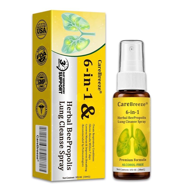 🐝🇺🇸 Official Store:CareBreeze® 6-in-1 Herbal BeePropolis Lung Cleanse Spray（👨‍⚕️Directly acts on COPD, asthma, chronic bronchitis (CB), respiratory infections, lung cancer, sinusitis, and other conditions🫁）