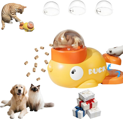 🐶🐱Interactive Treat Dispensing Dog Toys for Boredom + Cat Treat Dispenser for Indoor Enrichment | Duck Slow Feeder Stops Vomiting & Anxiety