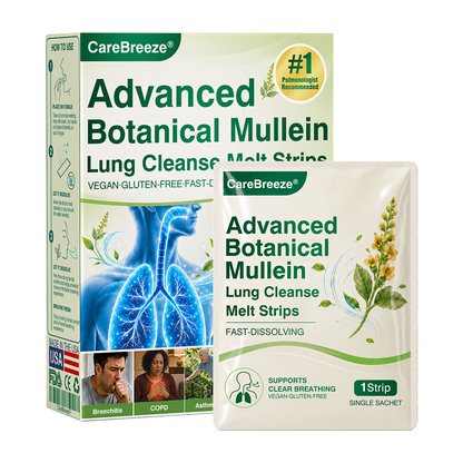🇺🇸 ✅CareBreeze® Advanced Botanical Mullein Lung Cleanse Melt Strips（👨‍⚕️Directly acts on COPD, asthma, chronic bronchitis (CB), respiratory infections, lung cancer, sinusitis, and other conditions）