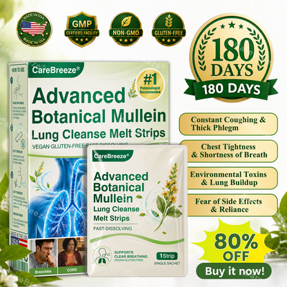 🇺🇸 ✅CareBreeze® Advanced Botanical Mullein Lung Cleanse Melt Strips（👨‍⚕️Directly acts on COPD, asthma, chronic bronchitis (CB), respiratory infections, lung cancer, sinusitis, and other conditions）