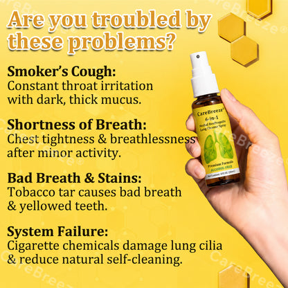 🐝🇺🇸 Official Store:CareBreeze® 6-in-1 Herbal BeePropolis Lung Cleanse Spray（👨‍⚕️Directly acts on COPD, asthma, chronic bronchitis (CB), respiratory infections, lung cancer, sinusitis, and other conditions🫁）