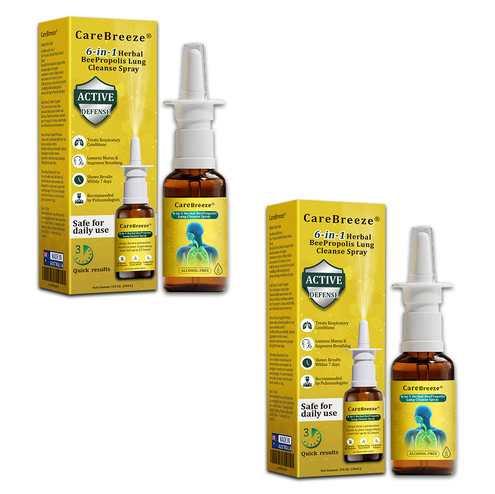 🫁🐝✅US Official Store:CareBreeze® 6-in-1 Herbal BeePropolis Lung Cleanse Spray（👨‍⚕️Directly acts on COPD, asthma, chronic bronchitis (CB), respiratory infections, lung cancer, sinusitis, and other conditions）