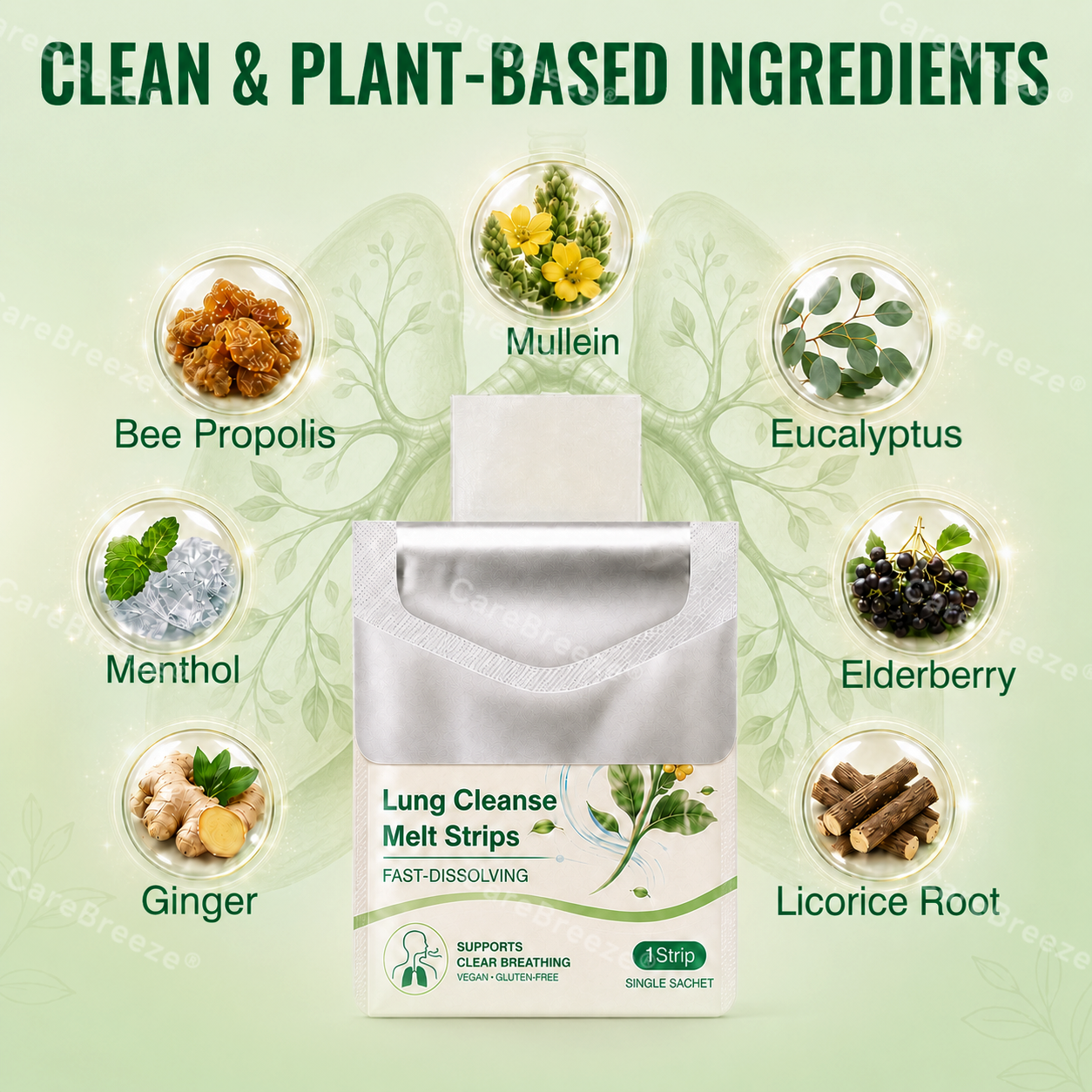 🇺🇸 ✅CareBreeze® Advanced Botanical Mullein Lung Cleanse Melt Strips（👨‍⚕️Directly acts on COPD, asthma, chronic bronchitis (CB), respiratory infections, lung cancer, sinusitis, and other conditions）