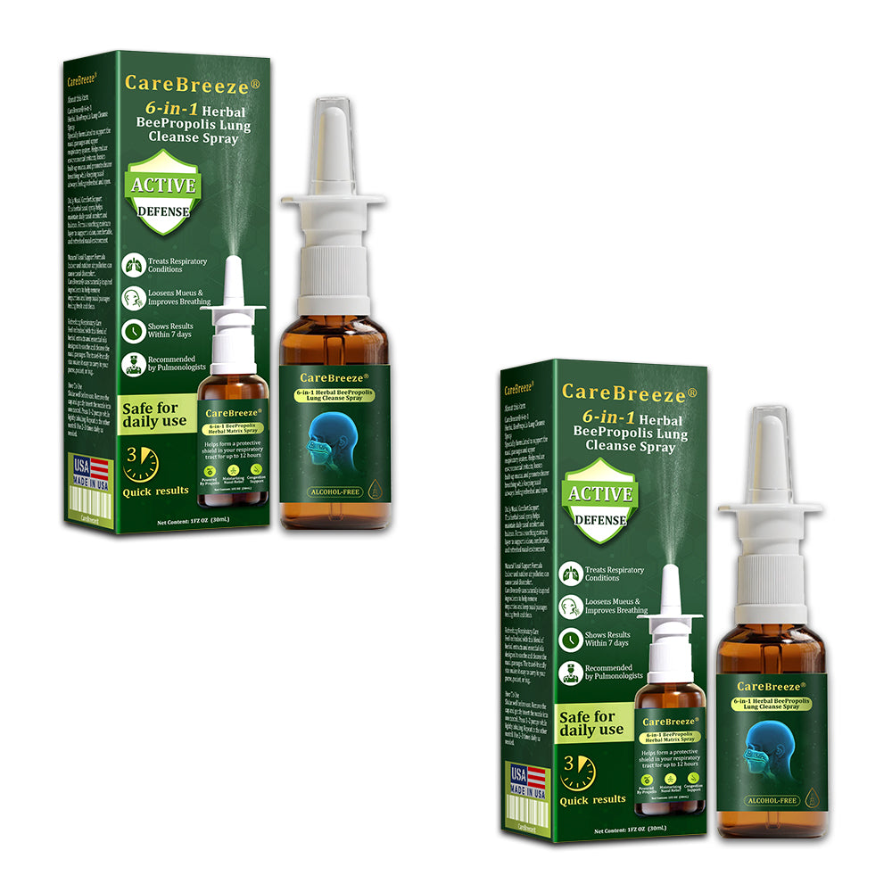 🍃✅US Official Store:CareBreeze® 6-in-1 Herbal BeePropolis Lung Cleanse Spray（👨‍⚕️Directly acts on COPD, asthma, chronic bronchitis (CB), respiratory infections, lung cancer, sinusitis, and other conditions）