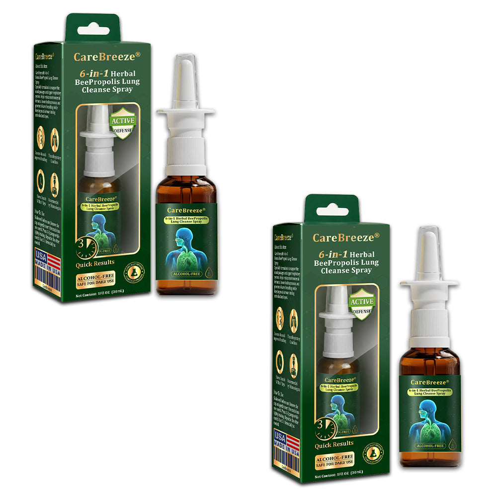 💚US Official Store:CareBreeze® 6-in-1 Herbal BeePropolis Lung Cleanse Spray🐝（👨‍⚕️Directly acts on COPD, asthma, chronic bronchitis (CB), respiratory infections, lung cancer, sinusitis, and other conditions）