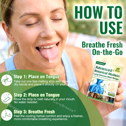 🇺🇸 ✅CareBreeze® Advanced Botanical Mullein Lung Cleanse Melt Strips（👨‍⚕️Directly acts on COPD, asthma, chronic bronchitis (CB), respiratory infections, lung cancer, sinusitis, and other conditions）
