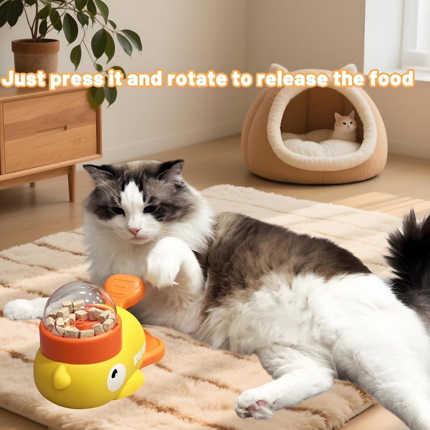 🐶🐱Interactive Treat Dispensing Dog Toys for Boredom + Cat Treat Dispenser for Indoor Enrichment | Duck Slow Feeder Stops Vomiting & Anxiety