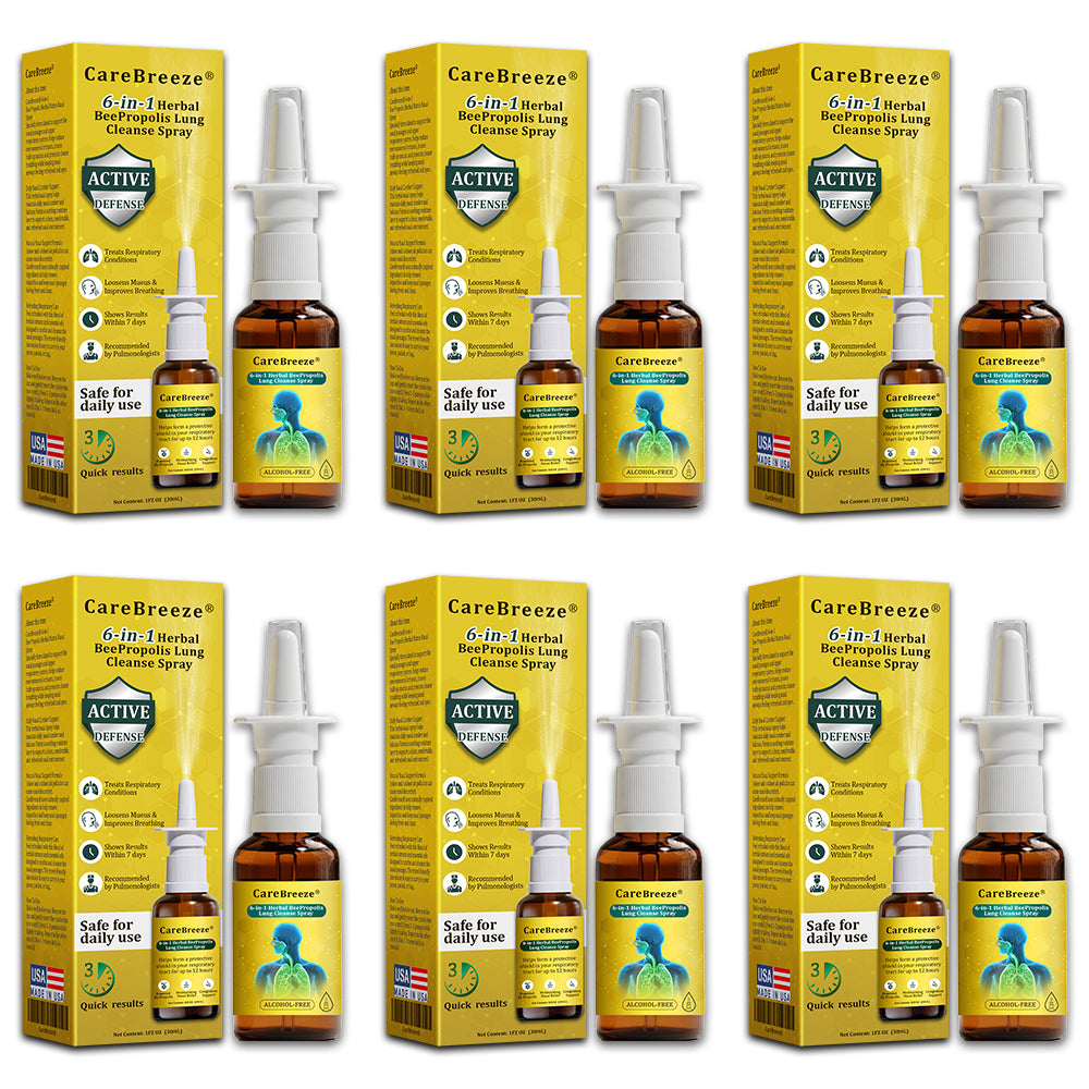 🫁🐝✅US Official Store:CareBreeze® 6-in-1 Herbal BeePropolis Lung Cleanse Spray（👨‍⚕️Directly acts on COPD, asthma, chronic bronchitis (CB), respiratory infections, lung cancer, sinusitis, and other conditions）