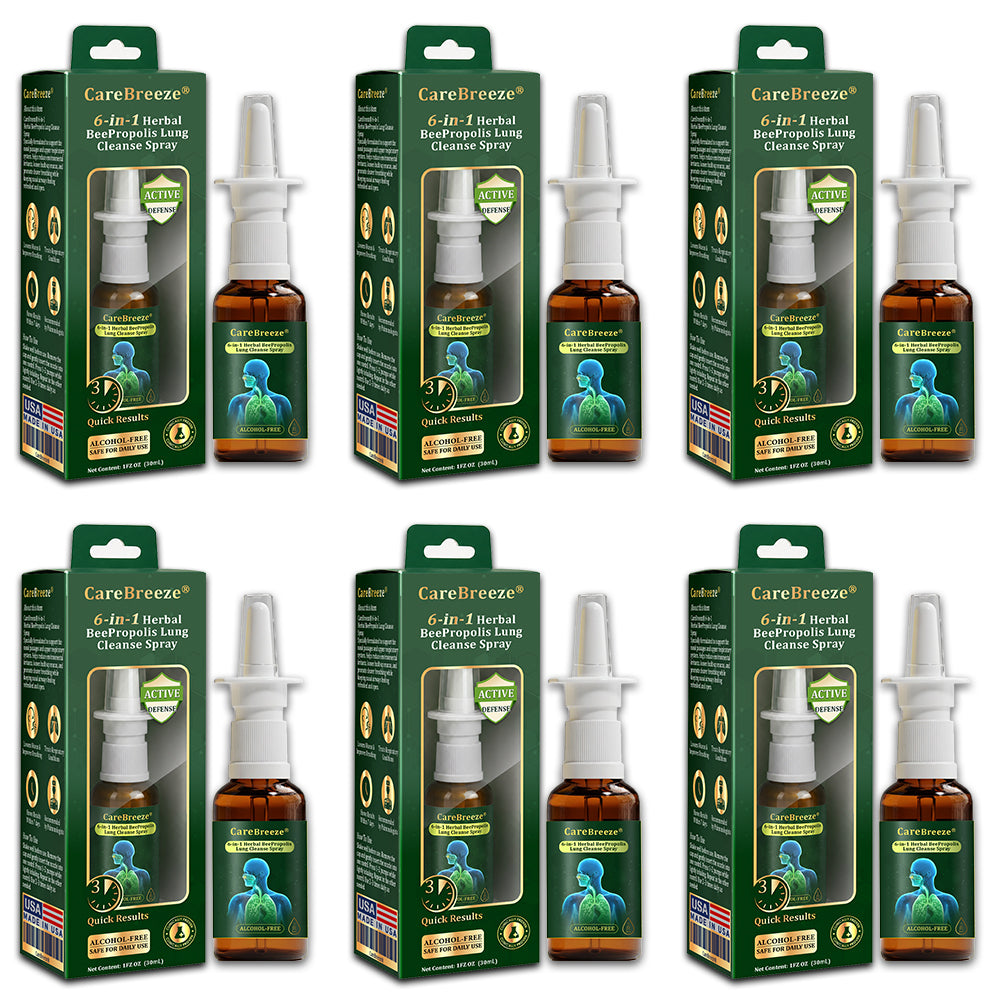 💚US Official Store:CareBreeze® 6-in-1 Herbal BeePropolis Lung Cleanse Spray🐝（👨‍⚕️Directly acts on COPD, asthma, chronic bronchitis (CB), respiratory infections, lung cancer, sinusitis, and other conditions）