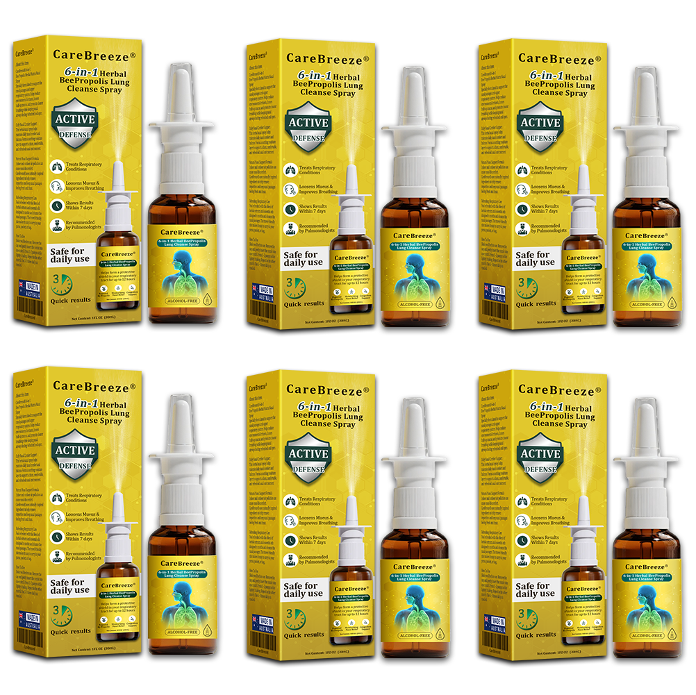 🫁🐝✅US Official Store:CareBreeze® 6-in-1 Herbal BeePropolis Lung Cleanse Spray（👨‍⚕️Directly acts on COPD, asthma, chronic bronchitis (CB), respiratory infections, lung cancer, sinusitis, and other conditions）