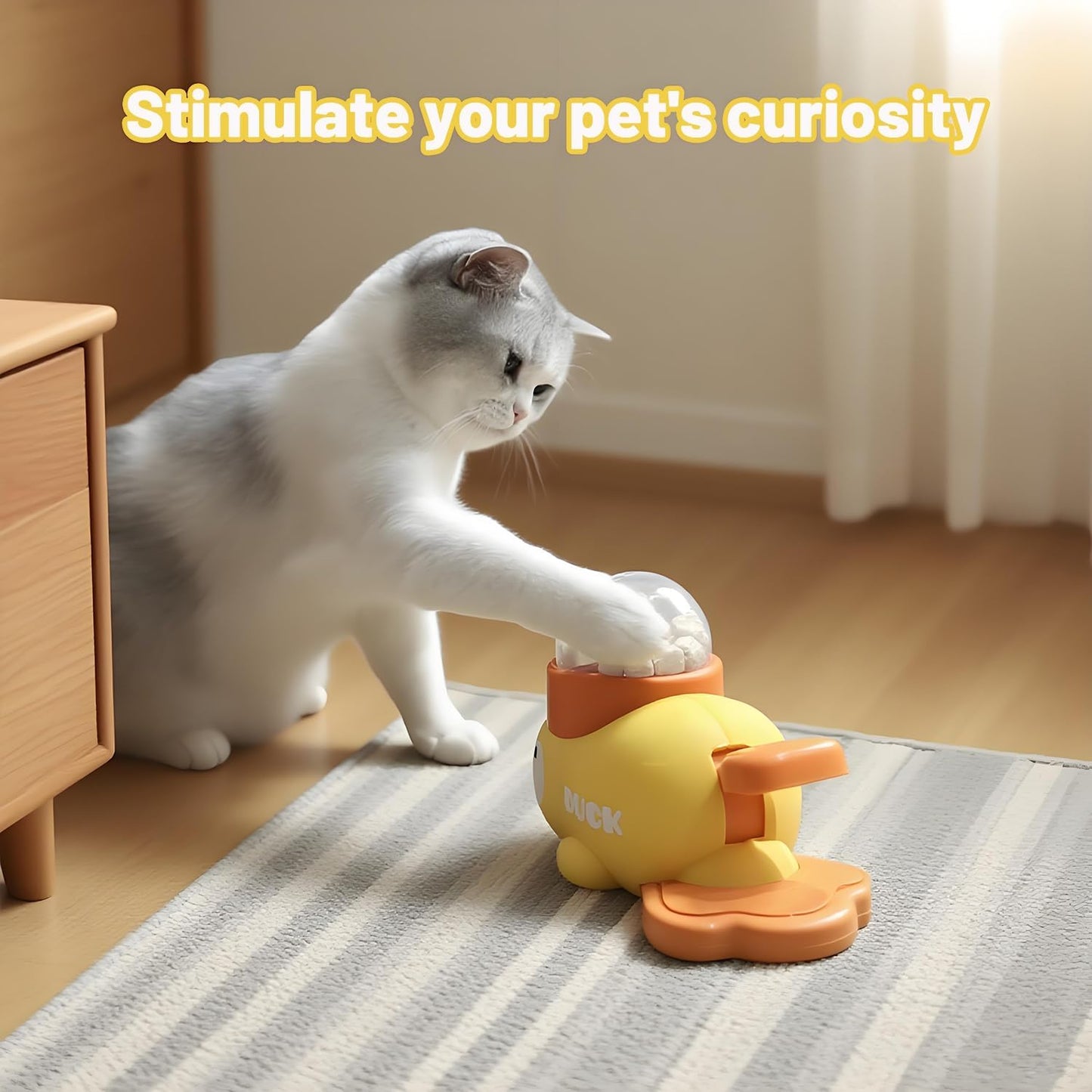 🐶🐱Interactive Treat Dispensing Dog Toys for Boredom + Cat Treat Dispenser for Indoor Enrichment | Duck Slow Feeder Stops Vomiting & Anxiety