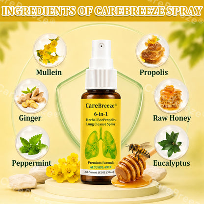 🐝🇺🇸 Official Store:CareBreeze® 6-in-1 Herbal BeePropolis Lung Cleanse Spray（👨‍⚕️Directly acts on COPD, asthma, chronic bronchitis (CB), respiratory infections, lung cancer, sinusitis, and other conditions🫁）