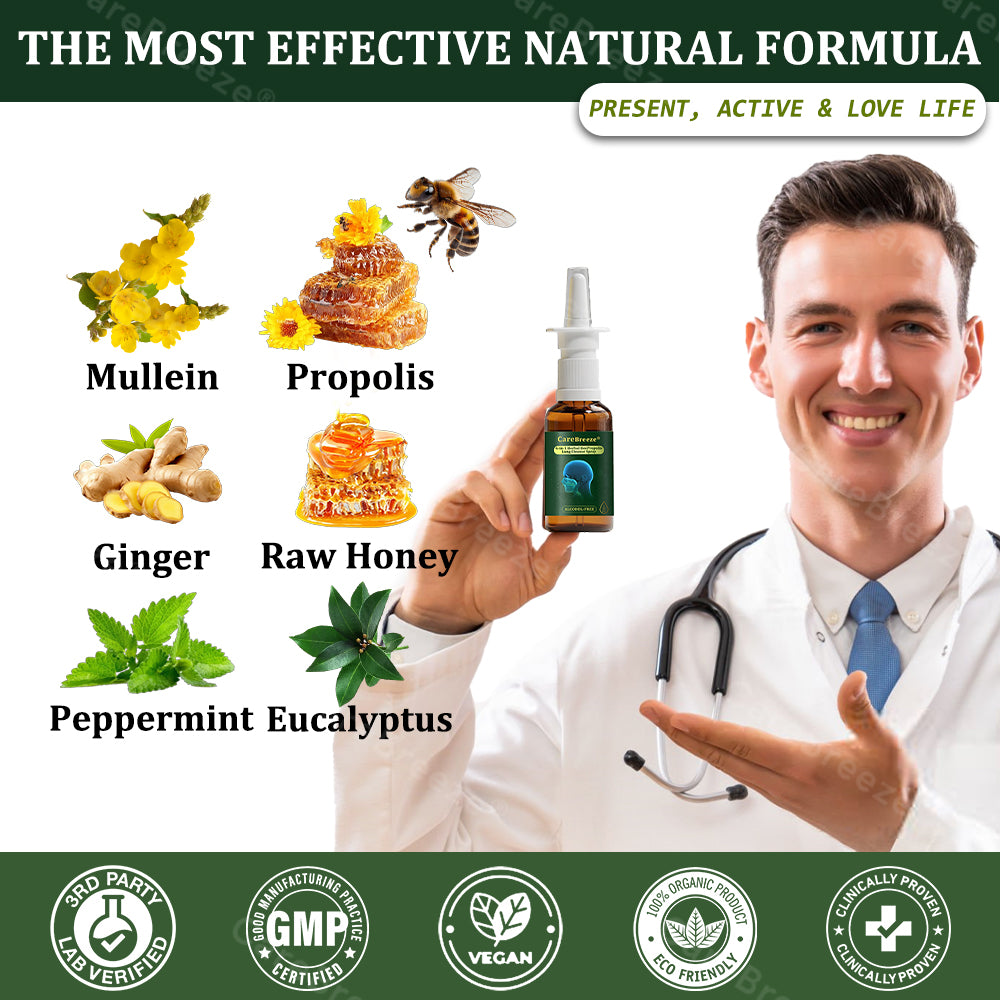 🍃✅US Official Store:CareBreeze® 6-in-1 Herbal BeePropolis Lung Cleanse Spray（👨‍⚕️Directly acts on COPD, asthma, chronic bronchitis (CB), respiratory infections, lung cancer, sinusitis, and other conditions）