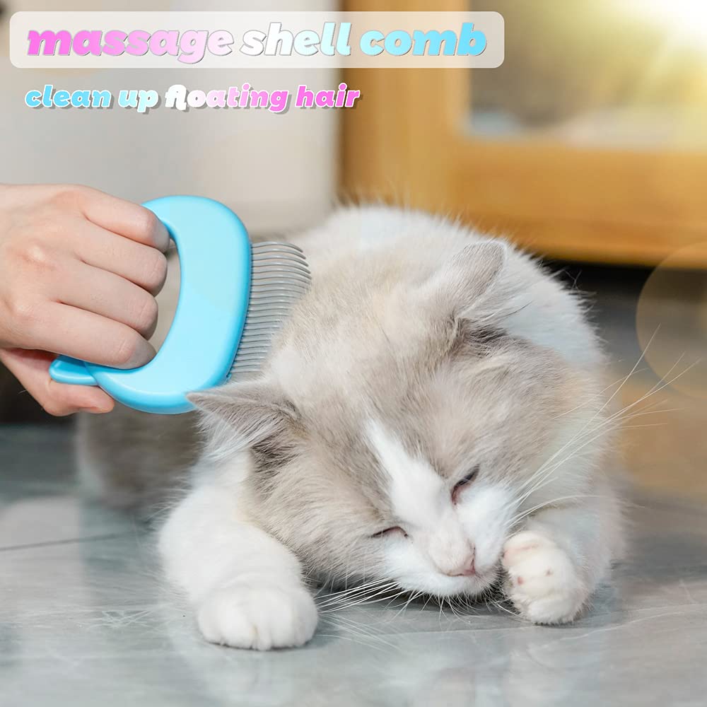 Pet Deshedding Massage Shell Comb – Soft Brush for Detangling and Removing Mats