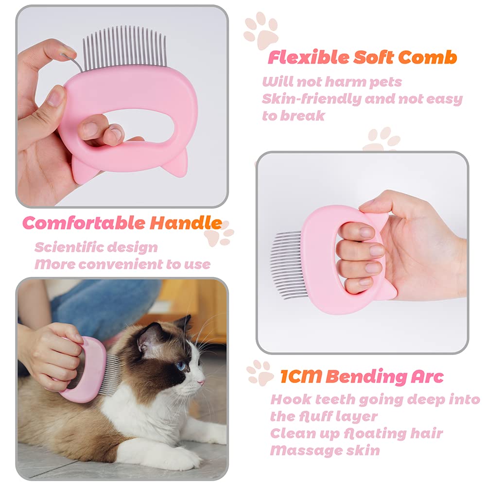 Pet Deshedding Massage Shell Comb – Soft Brush for Detangling and Removing Mats