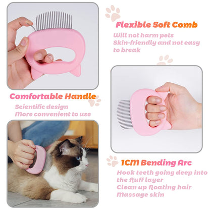 Pet Deshedding Massage Shell Comb – Soft Brush for Detangling and Removing Mats