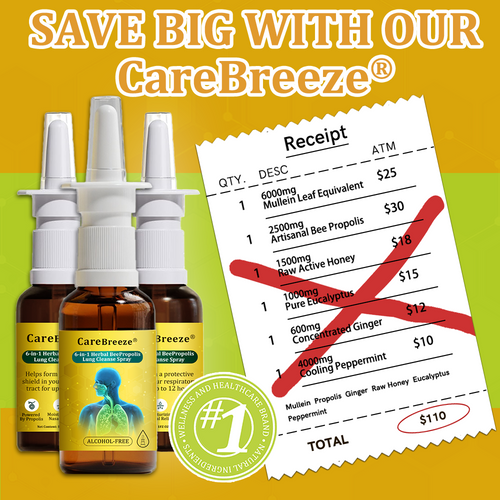 🫁🐝✅US Official Store:CareBreeze® 6-in-1 Herbal BeePropolis Lung Cleanse Spray（👨‍⚕️Directly acts on COPD, asthma, chronic bronchitis (CB), respiratory infections, lung cancer, sinusitis, and other conditions）