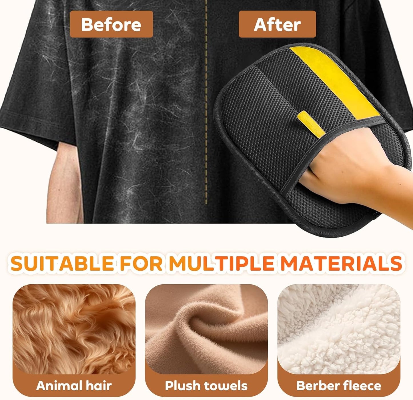 US Owned and Operated:GFOUK® Pet hair remover Electrostatic gloves Two-way brush sticky hair remover Cat hair dog hair glover Grooming Removal Cleaning
