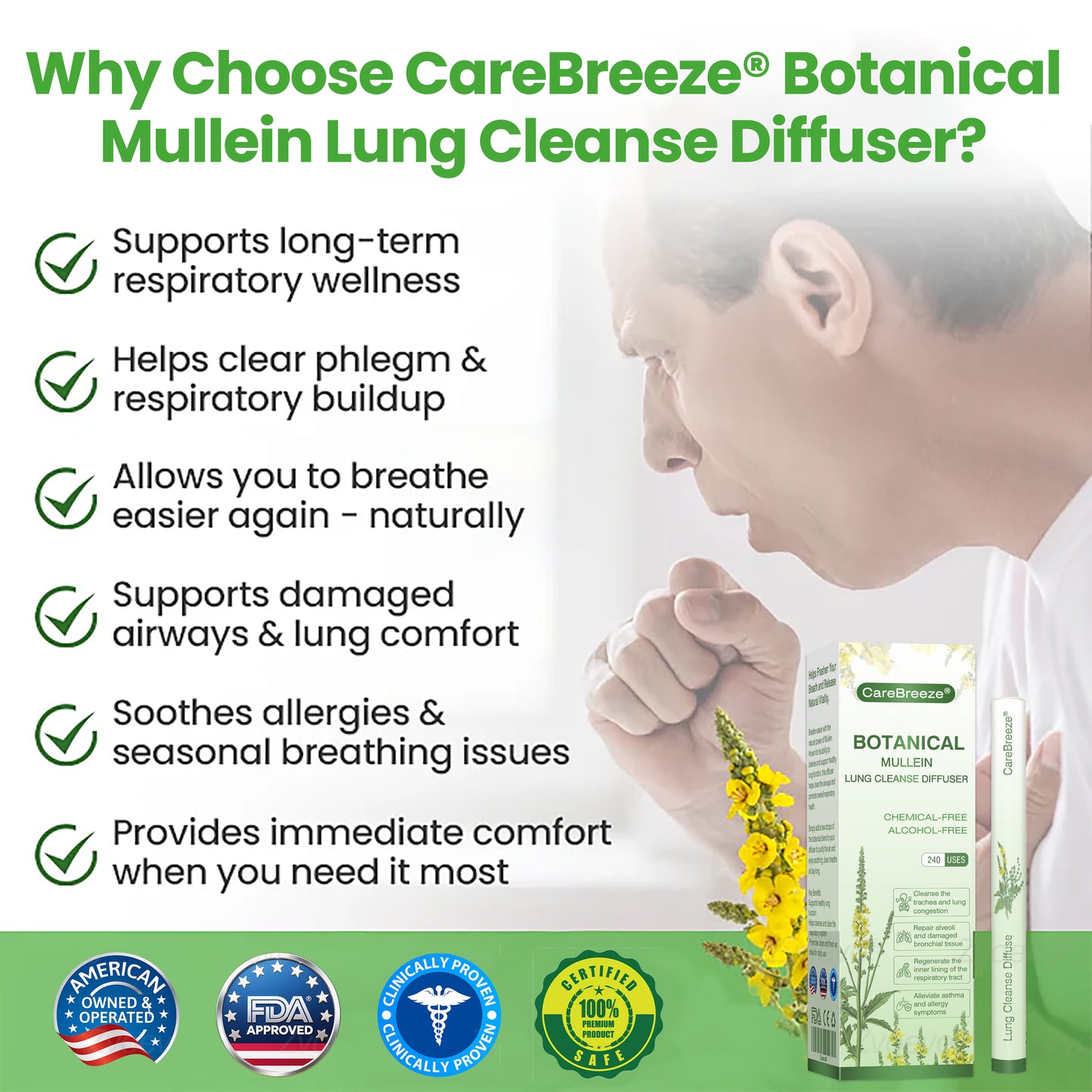 💝✅𝐔𝐒 𝐎𝐰𝐧𝐞𝐝 𝐚𝐧𝐝 𝐎𝐩𝐞𝐫𝐚𝐭𝐞𝐝：𝐂𝐚𝐫𝐞𝐁𝐫𝐞𝐞𝐳𝐞® 𝐁𝐨𝐭𝐚𝐧𝐢𝐜𝐚𝐥 𝐌𝐮𝐥𝐥𝐞𝐢𝐧 𝐋𝐮𝐧𝐠 𝐂𝐥𝐞𝐚𝐧𝐬𝐞 𝐃𝐢𝐟𝐟𝐮𝐬𝐞𝐫(🫁Cough, wheezing, shortness of breath, sputum, stuffy nose, bronchitis, bronchitis, allergy symptoms, lung discomfort💝)