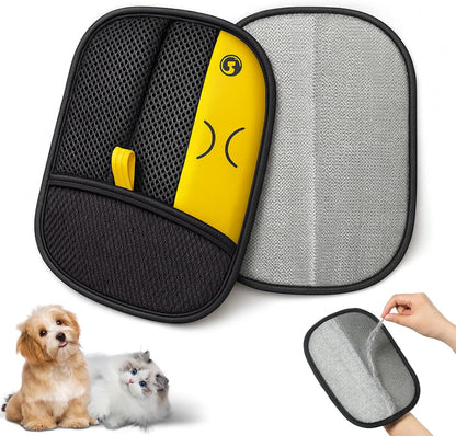 US Owned and Operated:GFOUK® Pet hair remover Electrostatic gloves Two-way brush sticky hair remover Cat hair dog hair glover Grooming Removal Cleaning