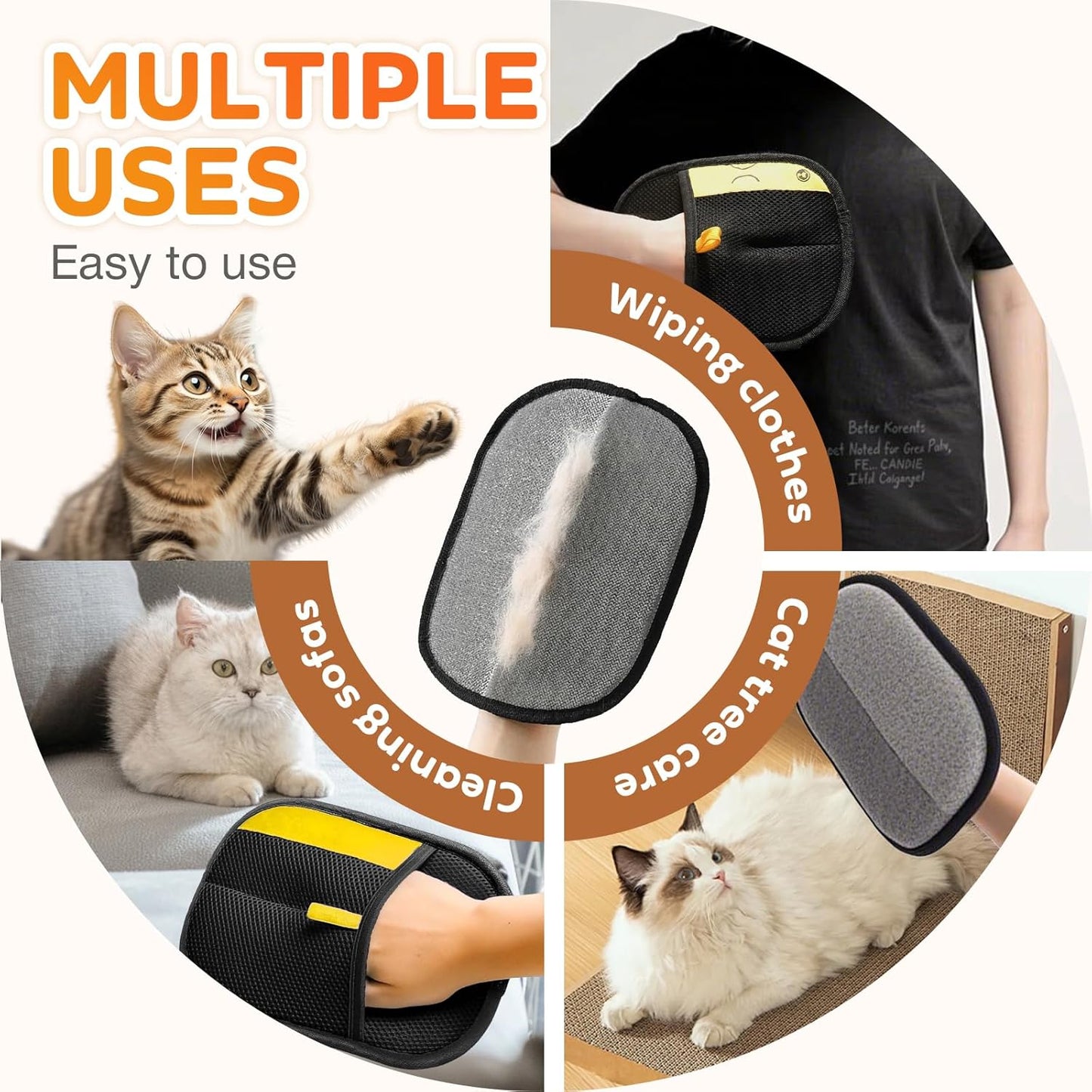 US Owned and Operated:GFOUK® Pet hair remover Electrostatic gloves Two-way brush sticky hair remover Cat hair dog hair glover Grooming Removal Cleaning