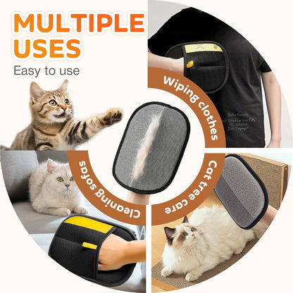 US Owned and Operated:GFOUK® Pet hair remover Electrostatic gloves Two-way brush sticky hair remover Cat hair dog hair glover Grooming Removal Cleaning