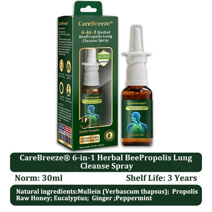💚US Official Store:CareBreeze® 6-in-1 Herbal BeePropolis Lung Cleanse Spray🐝（👨‍⚕️Directly acts on COPD, asthma, chronic bronchitis (CB), respiratory infections, lung cancer, sinusitis, and other conditions）