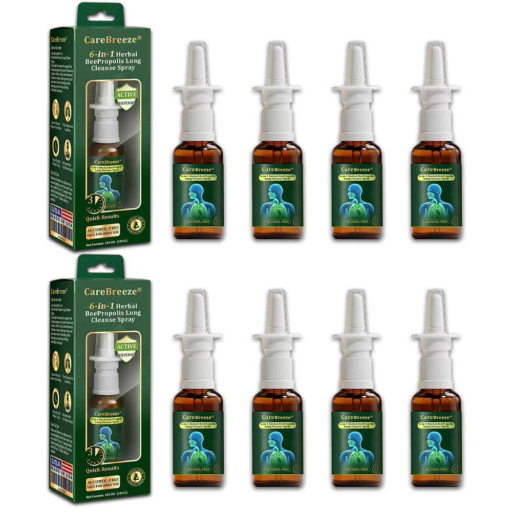 ⚡💖🇺🇸 US Official Store:CareBreeze® 6-in-1 Herbal BeePropolis Lung Cleanse Spray（👨‍⚕️Directly acts on COPD, asthma, chronic bronchitis (CB), respiratory infections, lung cancer, sinusitis, and other conditions）