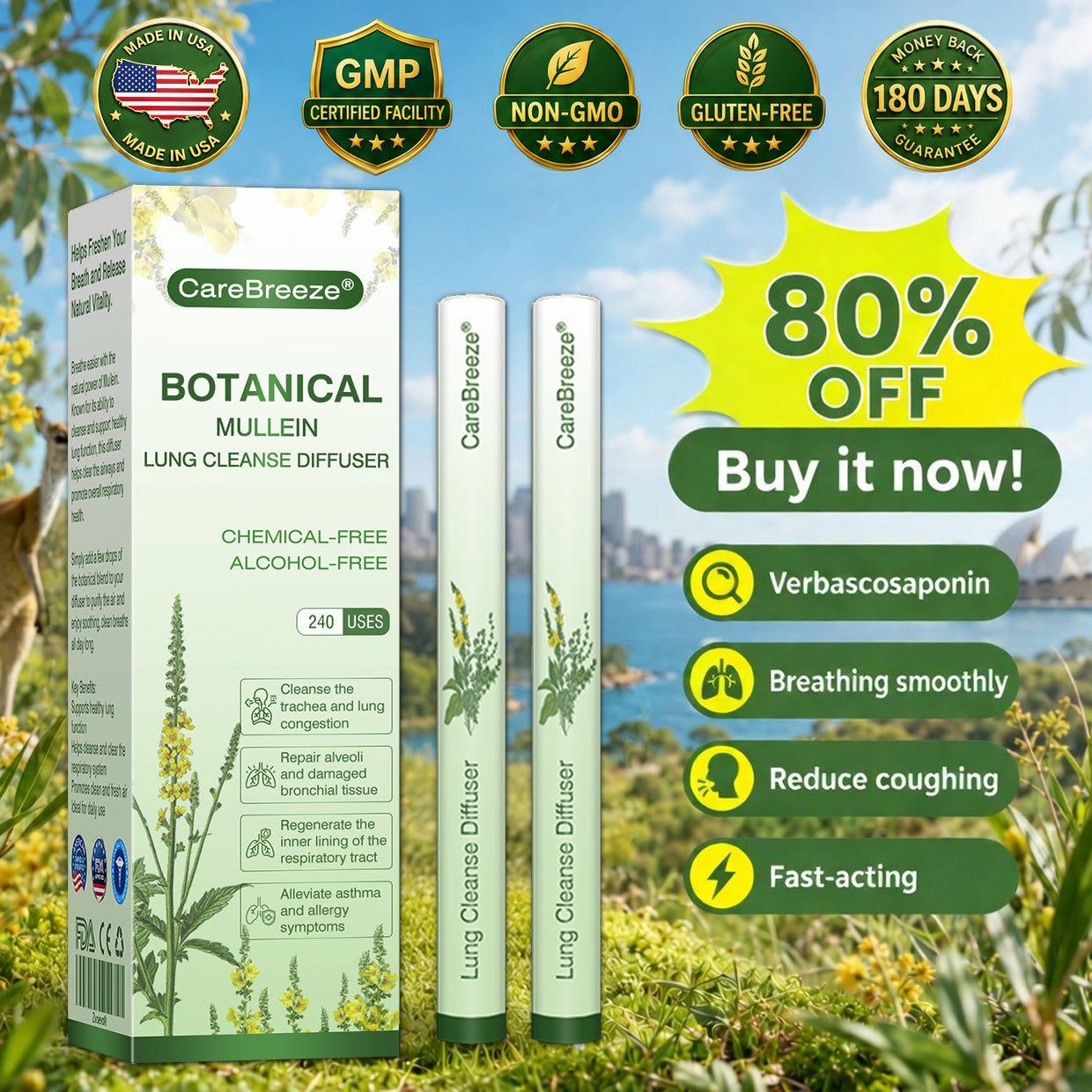 🇺🇸🫁✅Official Store: CareBreeze® Botanical Mullein Lung Cleanse Diffuser🫁（👨‍⚕️Directly acts on COPD, asthma, chronic bronchitis (CB), respiratory infections, lung cancer, sinusitis, and other conditions）